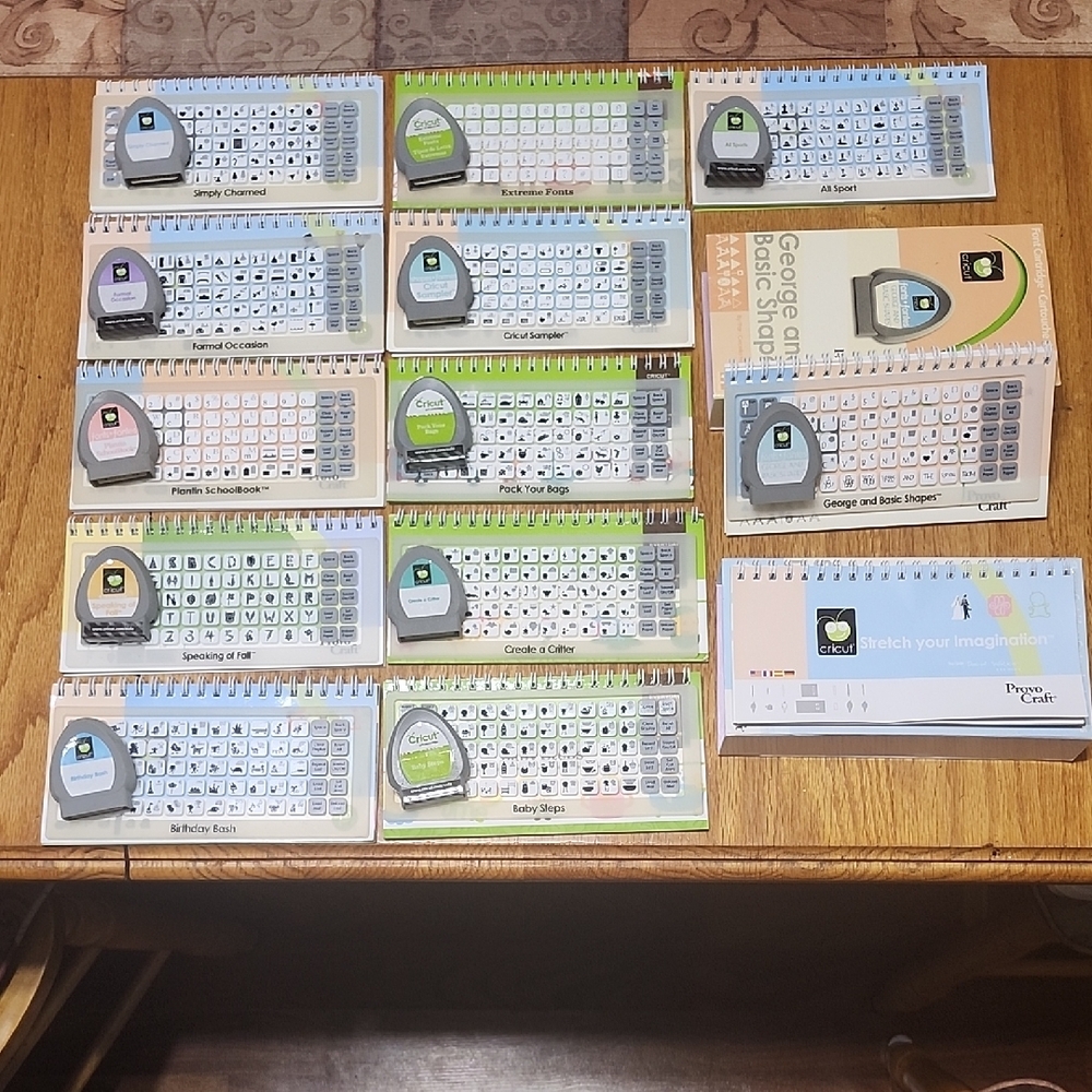 Cricut Cartridge lot 12 Plantin Charmed Birthday Baby Sampler Sports Fall Fonts